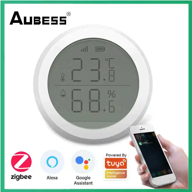 

Tuya ZigBee Smart Temperature Sensor Humidity Detector Indoor Hygrometer Thermometer With LCD Display Support Alexa Google Home