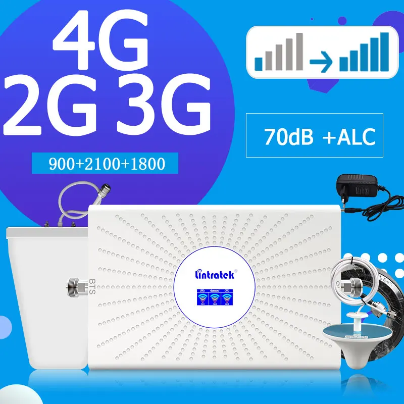 Lintratek трехдиапазонный ретранслятор gsm 2g 3g 4g усилитель сотовой связи GSM 900 LTE 1800 WCDMA