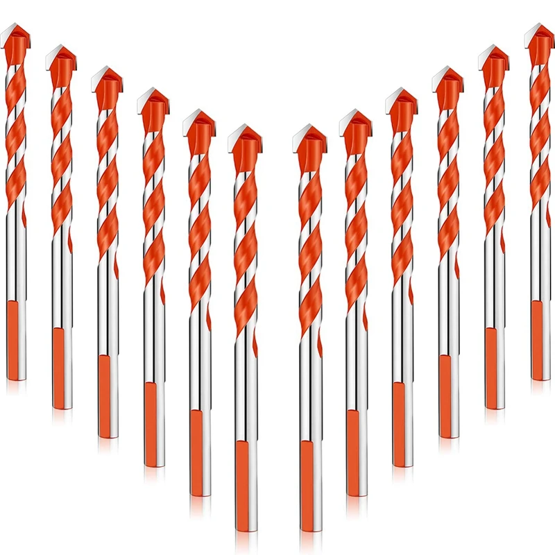 

12 Pieces Hand Drill Bit Set Triangular Handle Multifunctional Drill Bits Punching Drill Bits Set For,Brick,Glass,6 mm