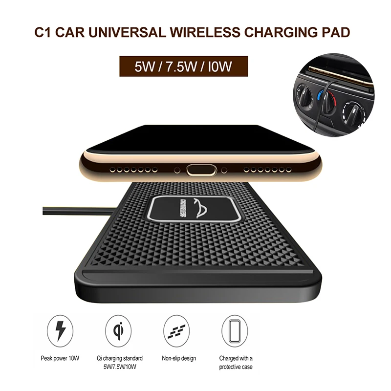 

Mobile Phone Wireless Charger C1 Vehicle Mounted Fast Charging Portable Universal Non-Slip Bumping Prevention Car Charging Pad