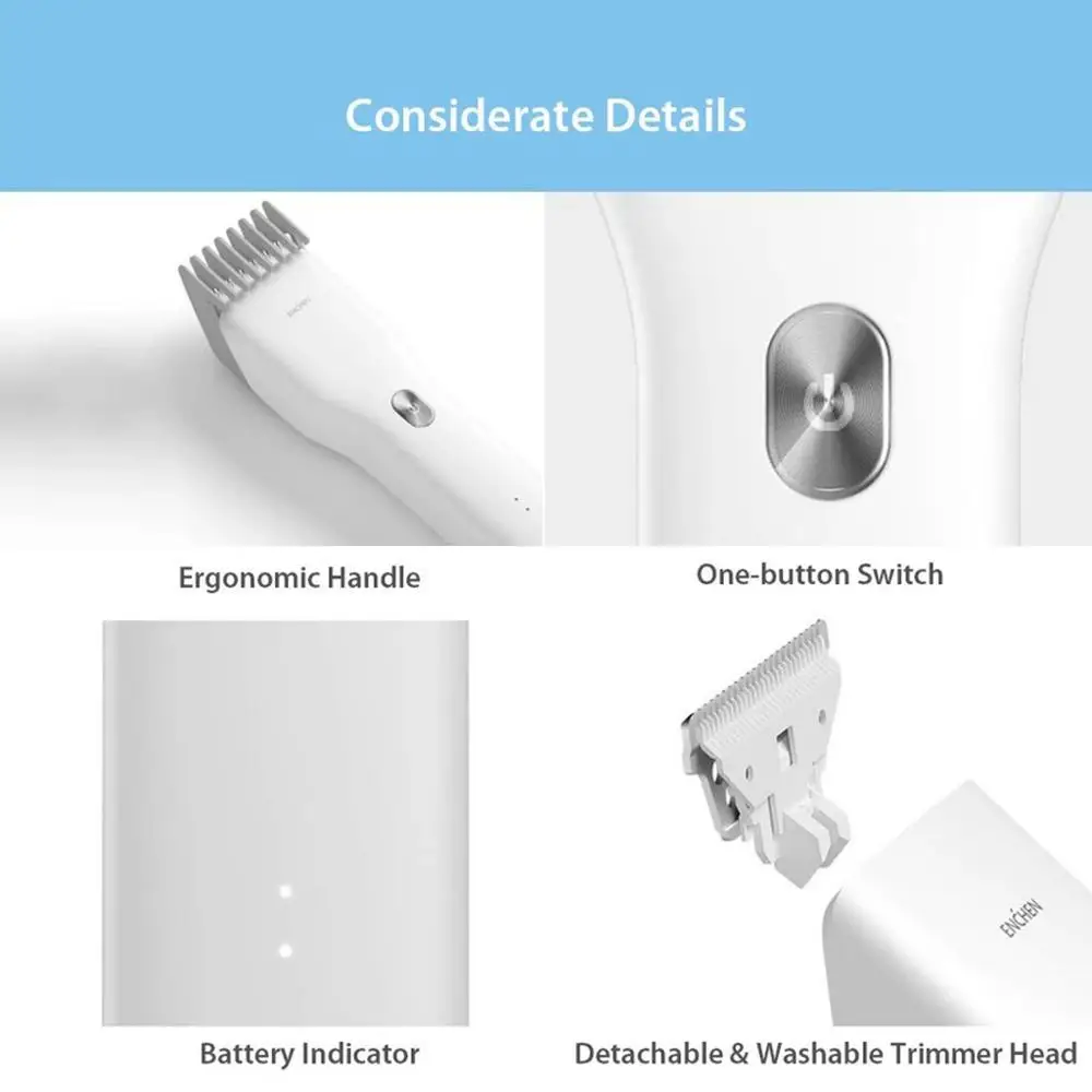 ENCHEN USB Аккумуляторная Беспроводная Машинка для стрижки волос ультратонкая