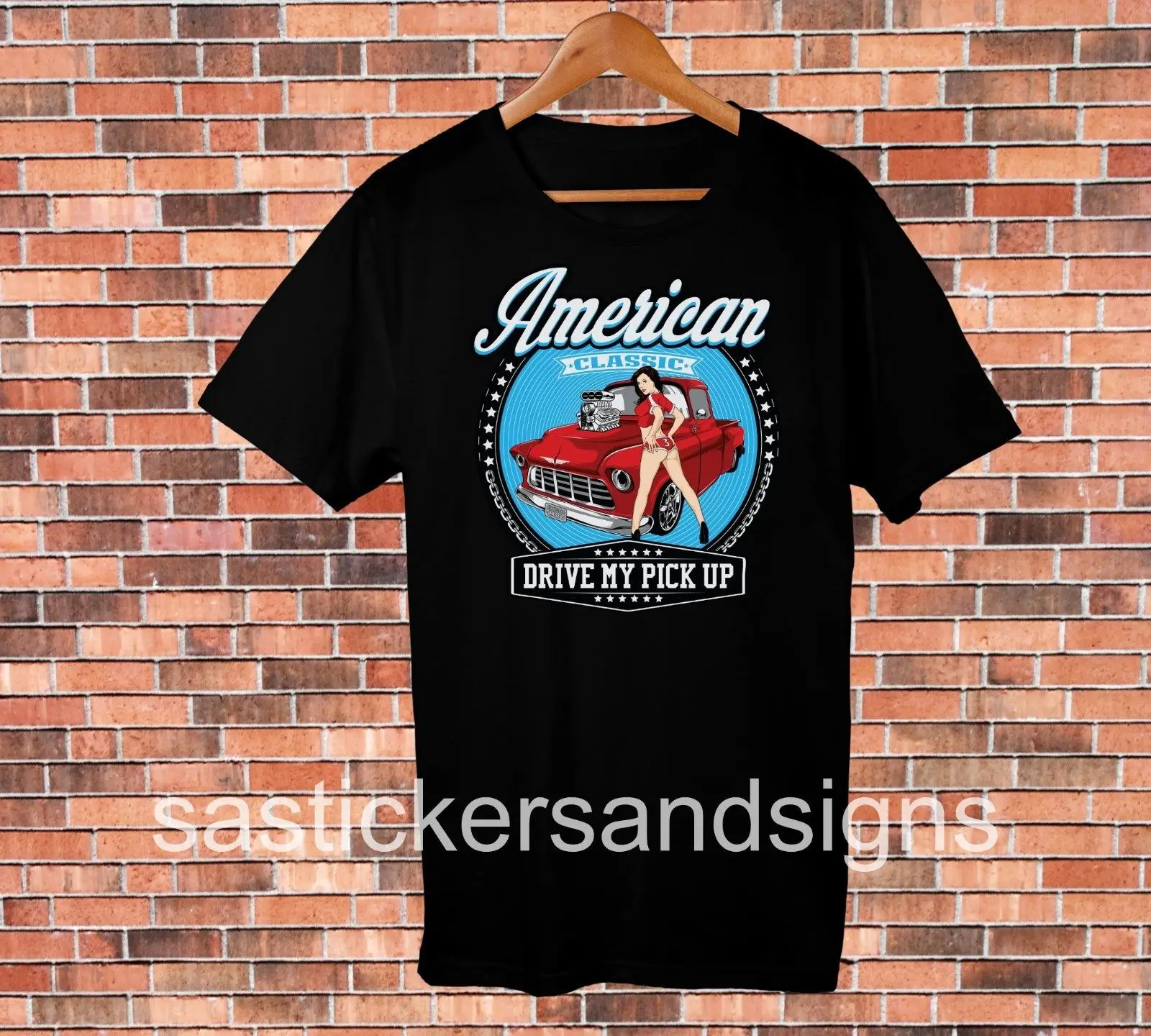 

2019 New Summer Fashion Men Tee Shirt Quality 100% Cotton Classic Retro T-shirt American Classics Drive my pickup Sexy