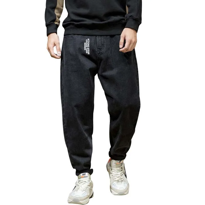 Хип хоп шаровары джинсовые штаны Свободные мешковатые джоггеры джинсы мужские