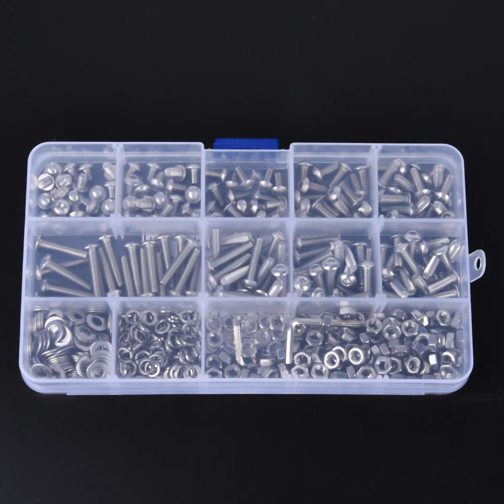 

662pcs Excellent Craftsmanship SUS304 M4 Pan Head Hex Socket Screw Nut Flat Washer Spring Gasket Wrench Repair Kit