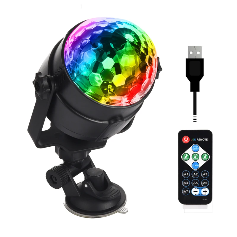 

5V USB Disco Light Ball Lighting for Car Home Wedding Outdoor Party DJ Stage Light Projectorwith Remote Ajustable Base