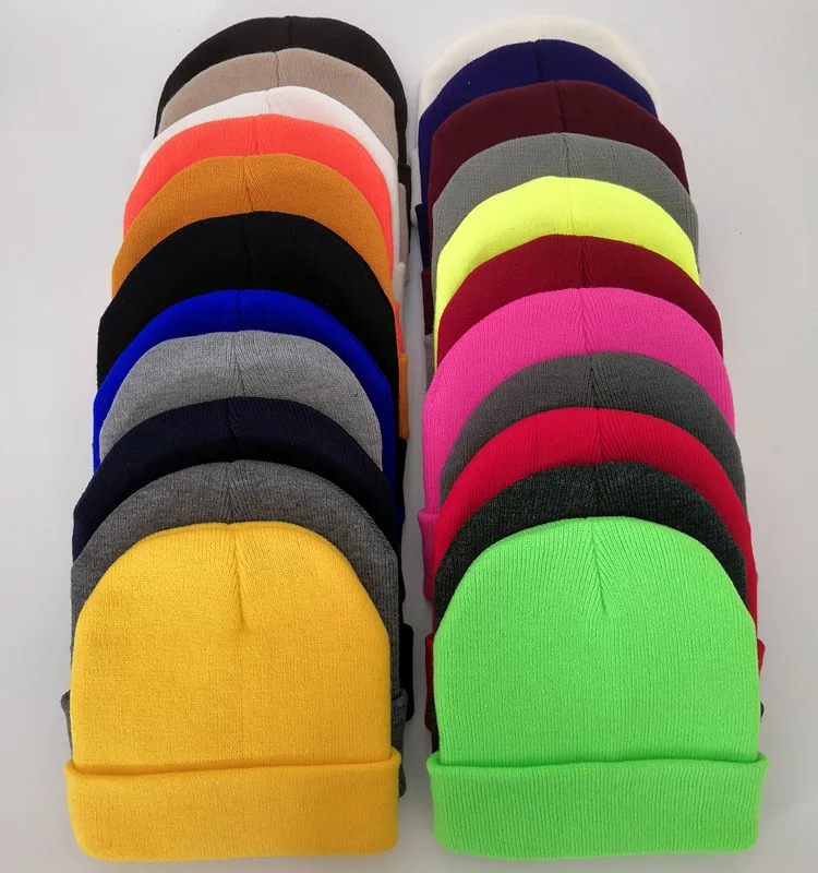 

Curl edge cold cap light plate knit cap beanie pure color woolen cap。
