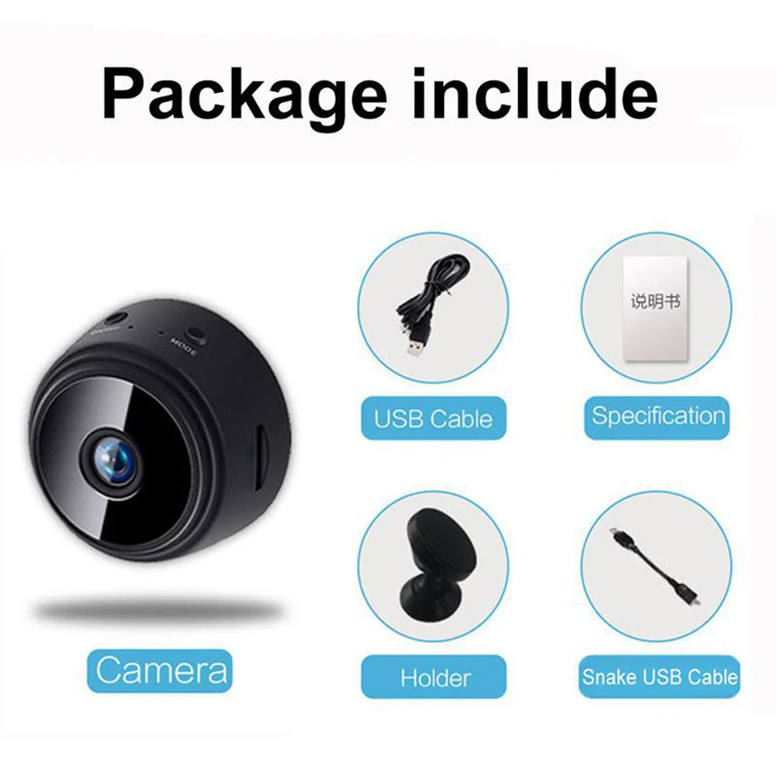 Hebeiros HD 1080P ультра мини размер Магнитная база Портативный Wifi ip камера со