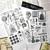 vintage rub on stickers collage retro scrapbooking transfer sticker journal craft supplies diary card decoration diy stationery