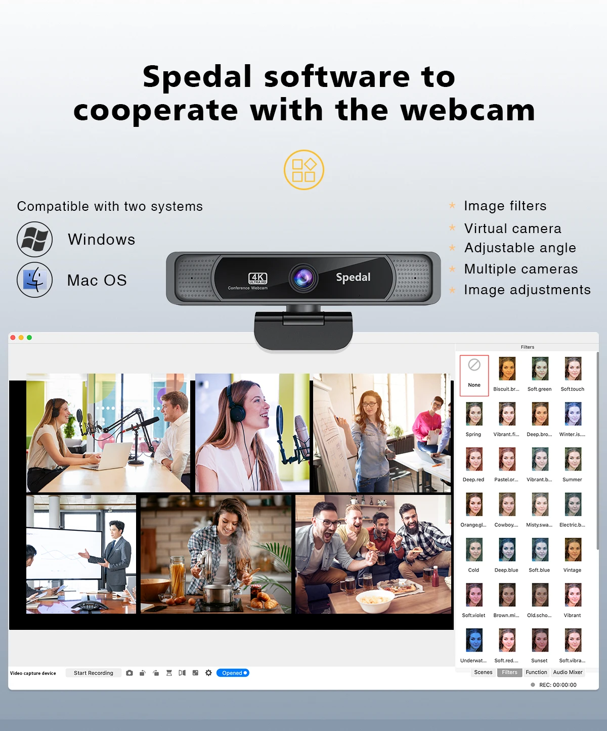 Spedal FF931 HD 4K Webcam 120°Wide Angle Wtih Microphone And Remote Control Streaming Web Camera For PC Mac Conferencin |