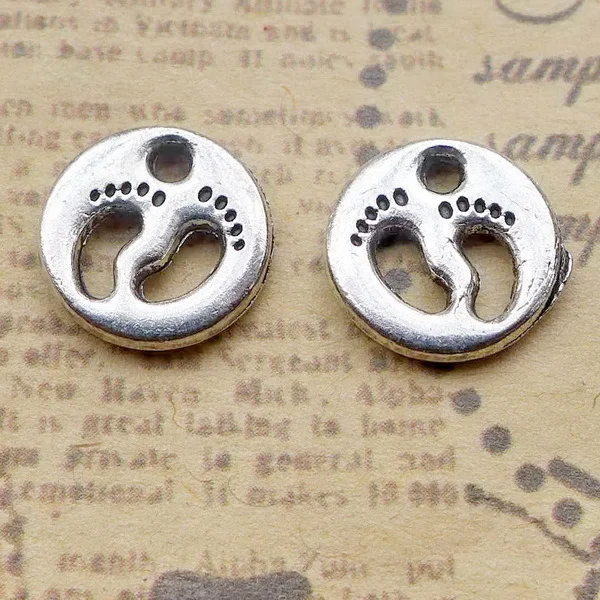 

Charm for making jewelry 20pcs 11x11mm antique silver color footprint charms