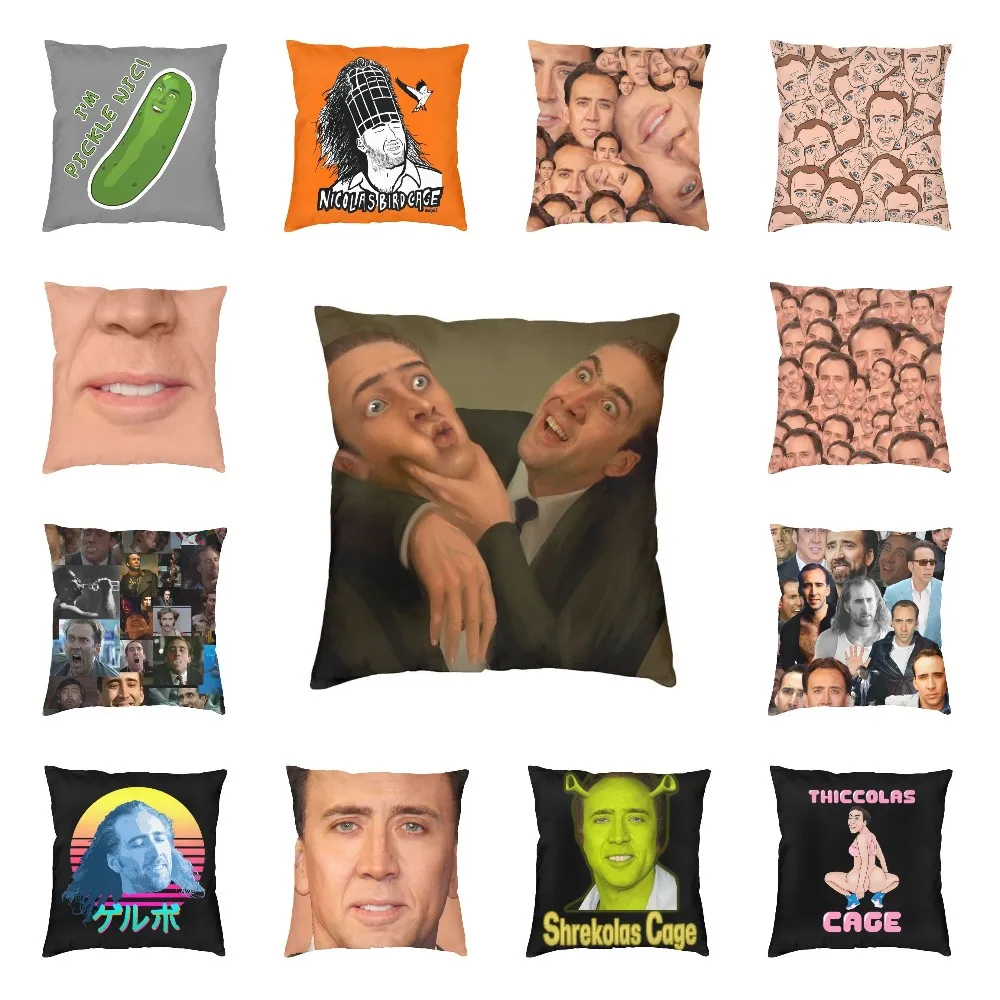

Funny Actor Nicolas Cage Modern Throw Pillow Covers Bedroom Decoration Memes Sofa Cushion Case