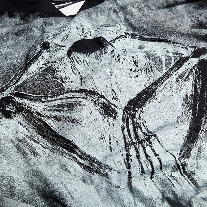 Панк РЕЙВ панк черная кость призрак шаблоны для маникюра платья рок рукав