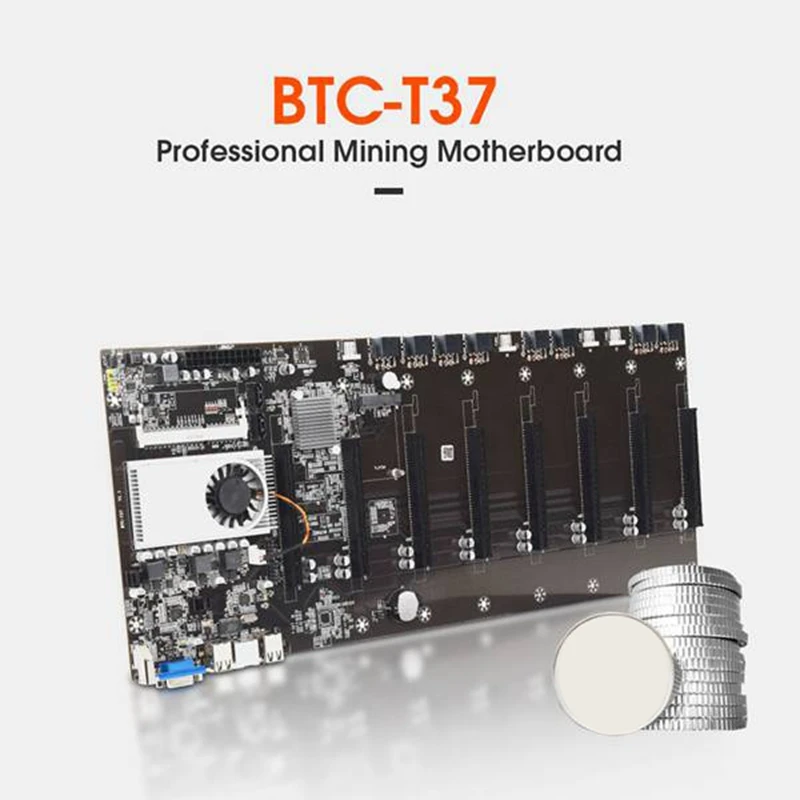 Материнская плата для майнинга T37 BTC с процессором + 8X8PIN к двойному 8PIN кабелю DDR3