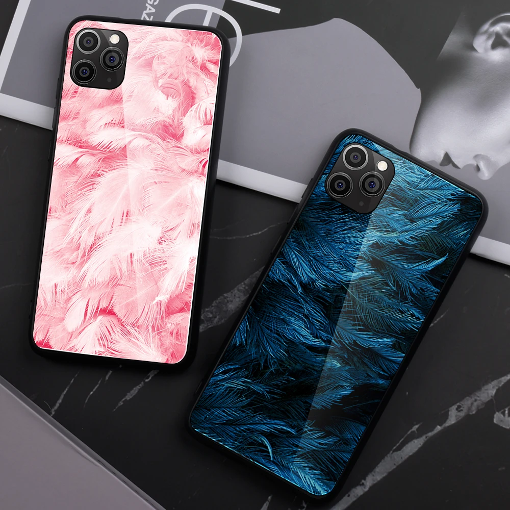 Стеклянный чехол для iPhone XS Max XR X 11 12 13 Pro силиконовый тонкий из закаленного стекла 8