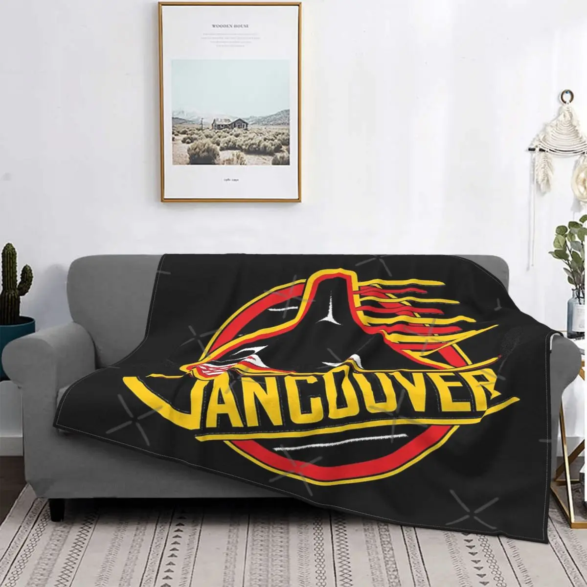 Редкий Ванкувер Хоккей-Ретро Canucks одеяло покрывало клетка Sky кроватка Детский