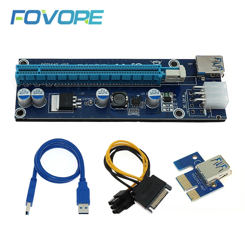 Райзер-карта Golden VER009S PCI-E 009S PCI Express PCIE от 1X до 16X 100 см 60 кабель USB 3 0 6-контактный