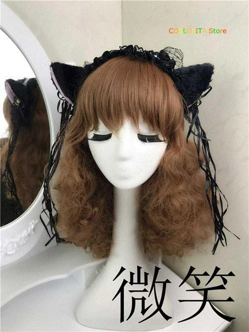 

Japanese Young Girl Lace Cat Ears Hair Hoop Lolita Cute Barrettes KC Headdress Sweet Kawaii Headband Student Girls Soft Sister