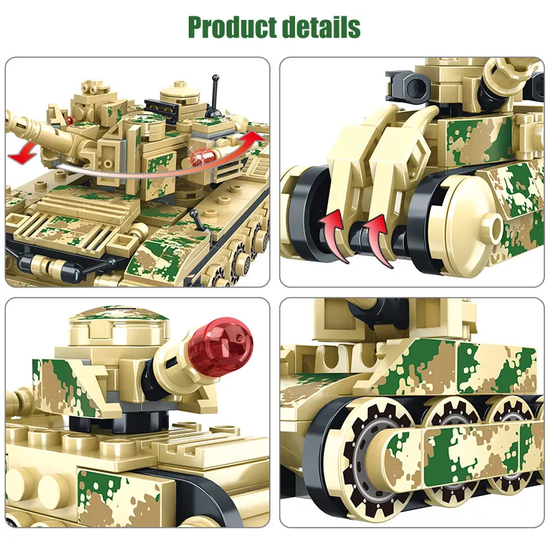 

853PCS Tiger Tank Building Blocks Military Army WW2 Tank Weapons Soldier Figures Bricks Toys Christmas Gift for Children
