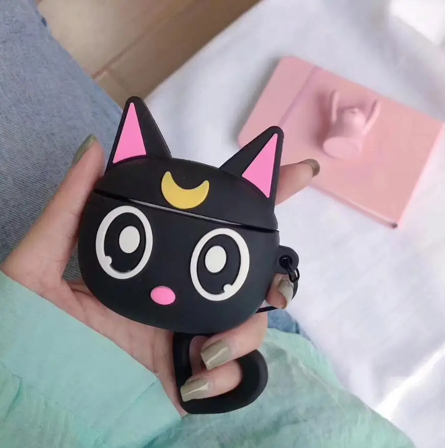 3D мультфильм плохой BADTZ-MARU Луна Кошка Силиконовый мягкий чехол для Apple Airpods 1/2 крышка беспроводной Bluetooth наушники чехол для гарнитуры - Цвет: Розовый