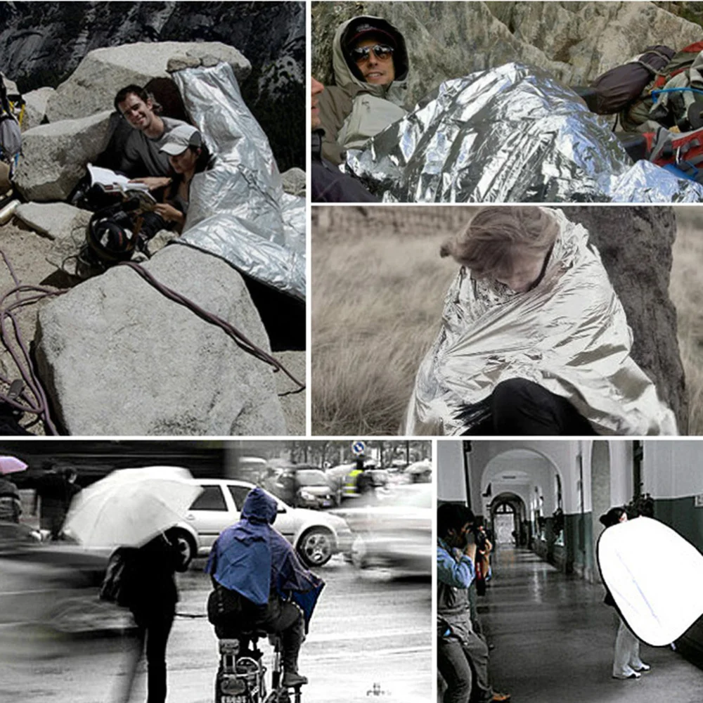 

10pcs Outdoor Hiking Climbing Emergency Survival Blanket Reflective Blanket 21cmx13cm (Silver)