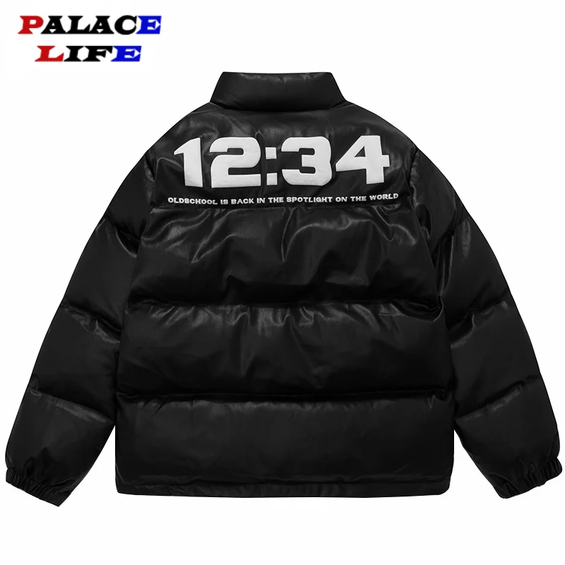 

Hip Hop Streetwear Parka Jacket Men 2021 Letter Print Harajuku Jacket Cotton Casual Winter Padded Jacket Coat Warm Outwear
