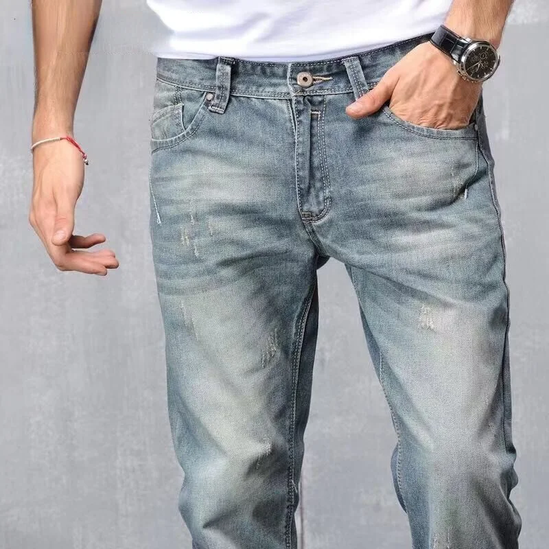 Jeans Men 's Loose Straight Spring and Autumn 2021 New Slim Fit Men 's Long Pants Retro Nostalgic Korean Style Fashion Brand