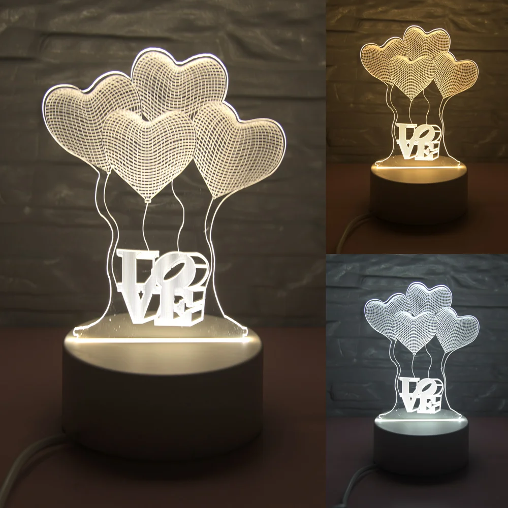C New 3 Colors I Love You LED Light 3D Night Light LED Table Lamps Table Lamp Eye Protection Acrylic Board Color Lamp For Bedroom - Испускаемый цвет: C