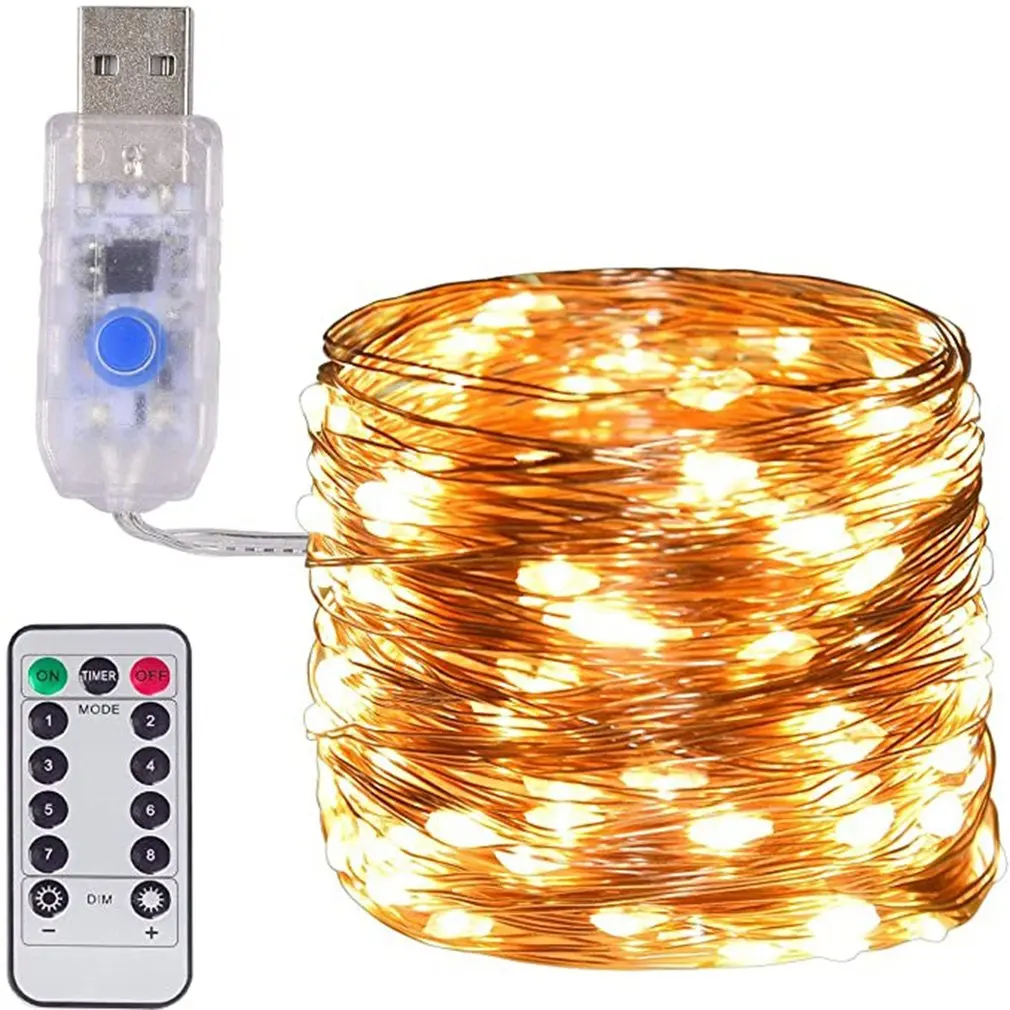 

USB LED String Light Remote Control 5M/10M 50/100LED Fairy String Light 20M Copper Wire for Wedding Christmas Holiday Decor lamp