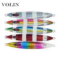 volin new 1pcs slow sinking metal jig lure 200g 250g fishing luminous hard bait zebra saltwater jigging lure tackle