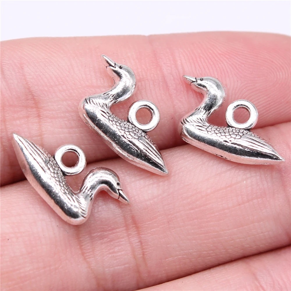 

WYSIWYG 20pcs Charms 18x10mm Goose Charms For Jewelry Making Antique Silver Color DIY Jewelry Findings Pendant