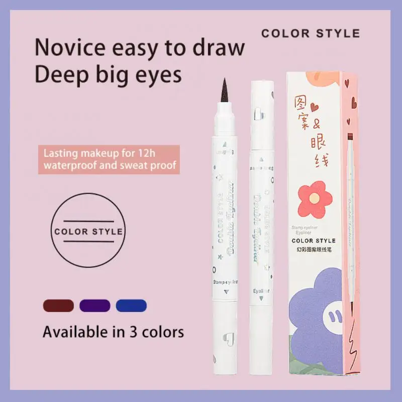 

Double Head Moon Star Heart Flower Liquid Eyeliner Pen Black Stamp Makeup Seal Eyeliner Pencil Waterproof Cosmetic TSLM1
