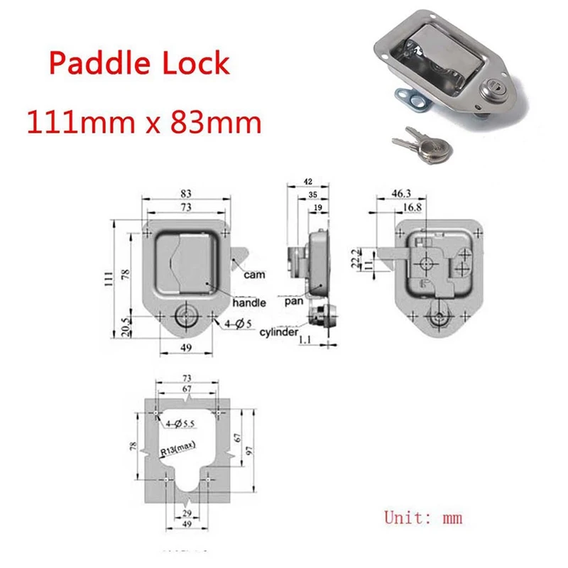 

Trailer Tool Box Lock Heavy-Duty Anti-Theft Paddle Locks Door Paddle Handle Latch for RV Camper Truck Trailer