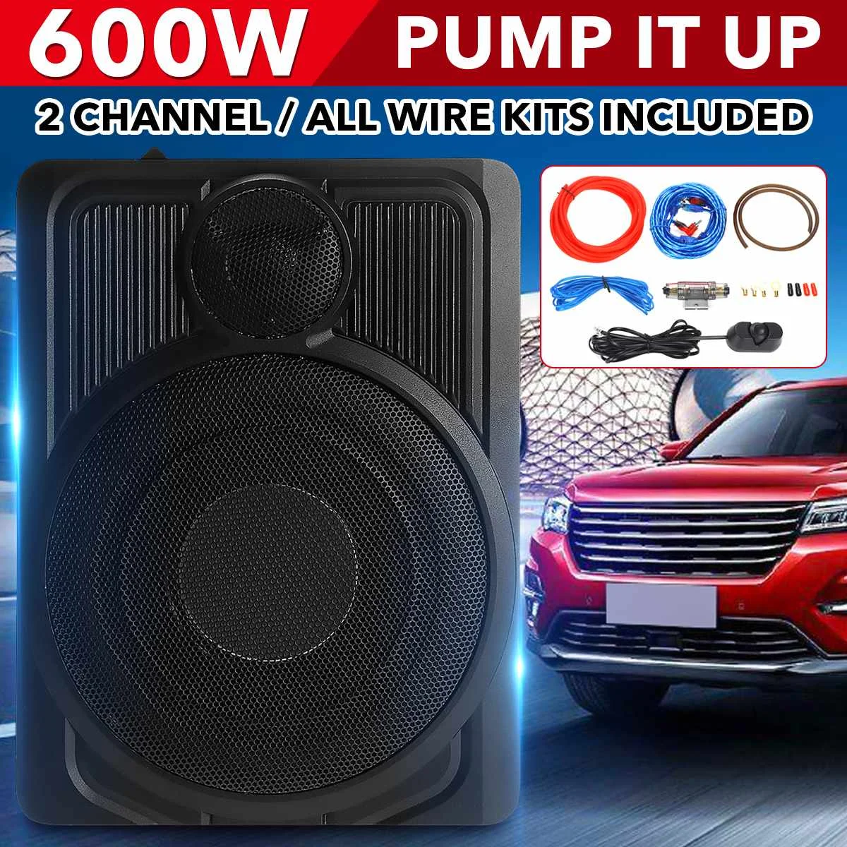 

600W 10inch Car Subwoofer Bass Speaker Amplifier HIFI Audio Processor Aluminum Alloy Auto Vehicle Power Stereo Amp Music Player