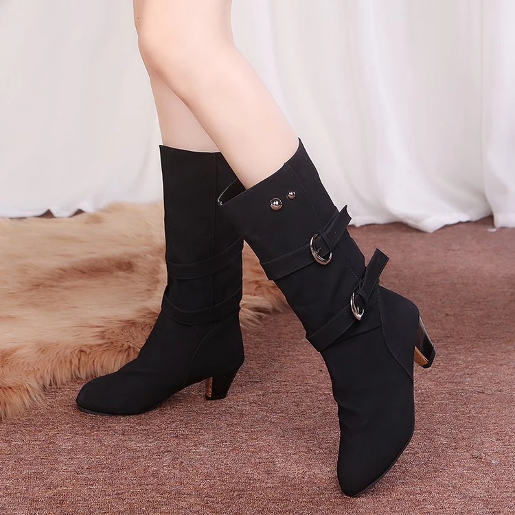 IF IFOND/женские ботинки Сезон осень-зима Ботинки до середины икры с круглым носком и