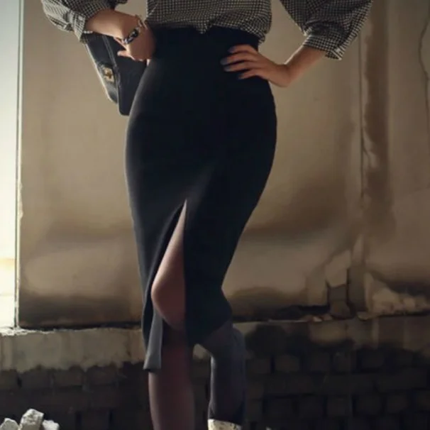 Новые стильные весенние женские модные длинные юбки черного цвета с высокой