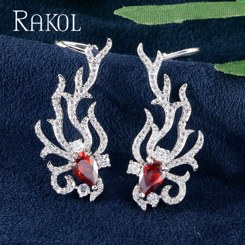 Женские винтажные серьги гвоздики RAKOL с микро покрытием из кубического циркония