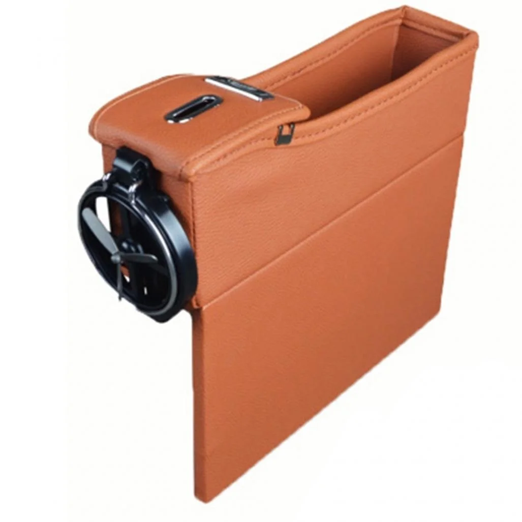

1 Pcs Fashion Faux Leather Coin Cup Holder Car Seat Gap Catcher Filler Storage Organizer Box Car Styling
