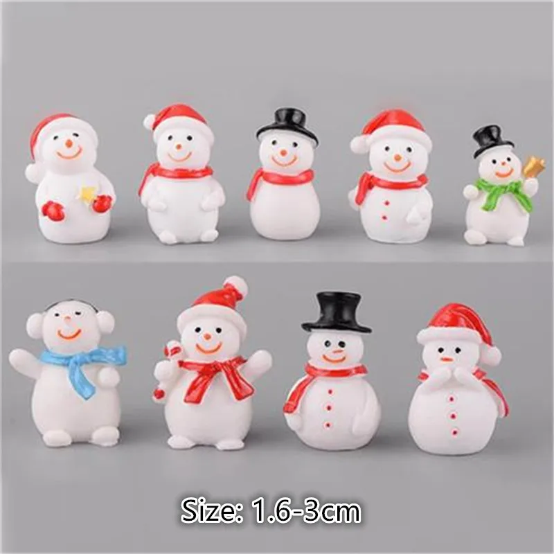 007 (9pc) 1 Набор, мини Новогоднее украшение из полимера, сказочный снеговик, Рождественский Санта Клаус, миниатюрные фигурки, украшение для дома - Цвет: 007 (9pc)
