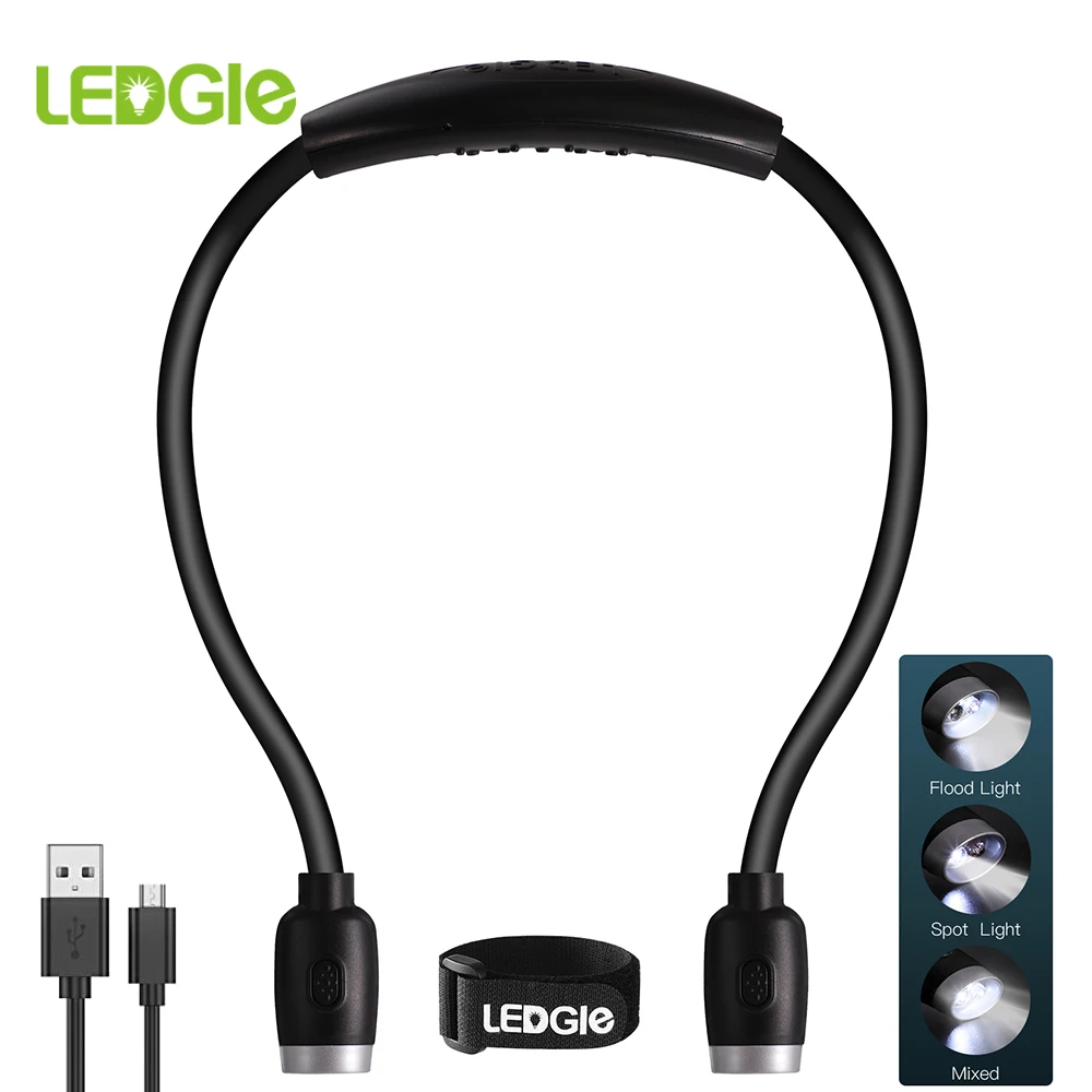 Перезаряжасветильник льник для чтения LEDGLE шеи взрослого 3 уровня яркости|Лампы