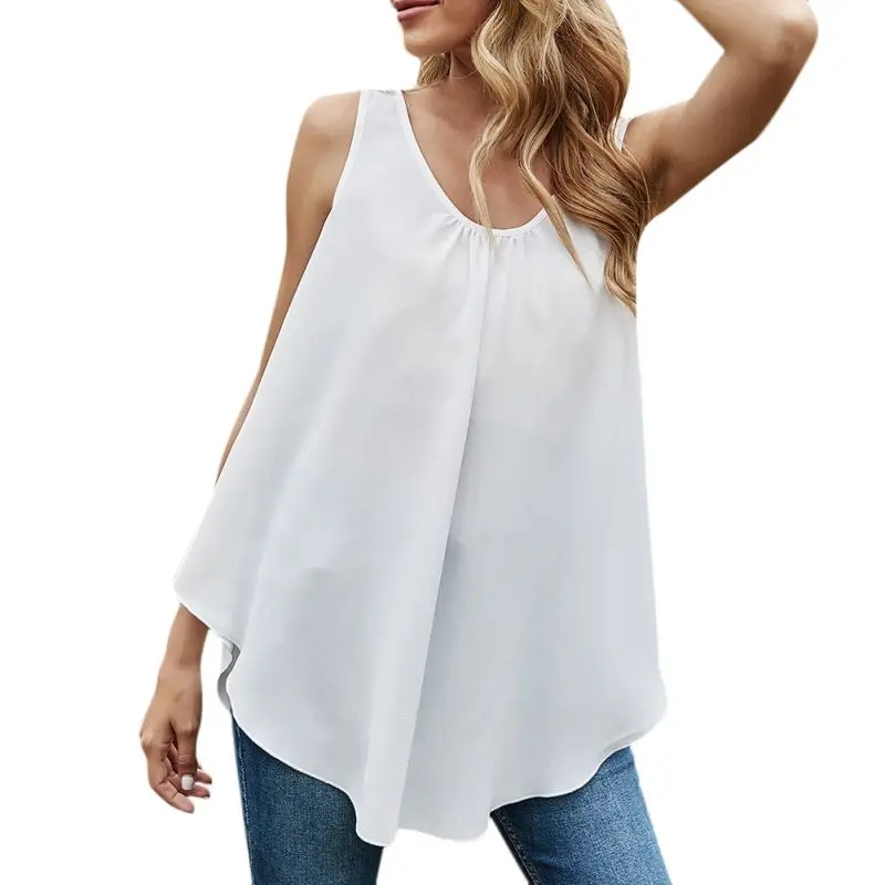 

Women's Casual Tops 2021 summer Hollow Back Lace Sleeveless shirt Loose Camisole