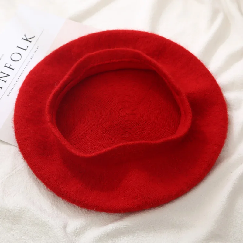 Miya Mona Retro Hairy Felt Berets Cap Women Fashion Vintage Solid Wool Beret Hat Hot Warm Casual French Artist PU Bonnet | Аксессуары