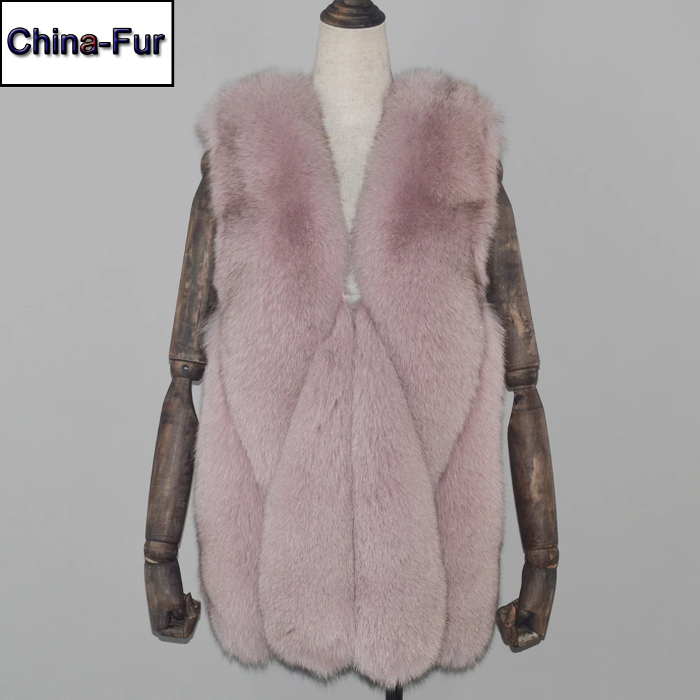 Лидер продаж женский жилет из натурального Лисьего меха зимний лисьего 100% пальто