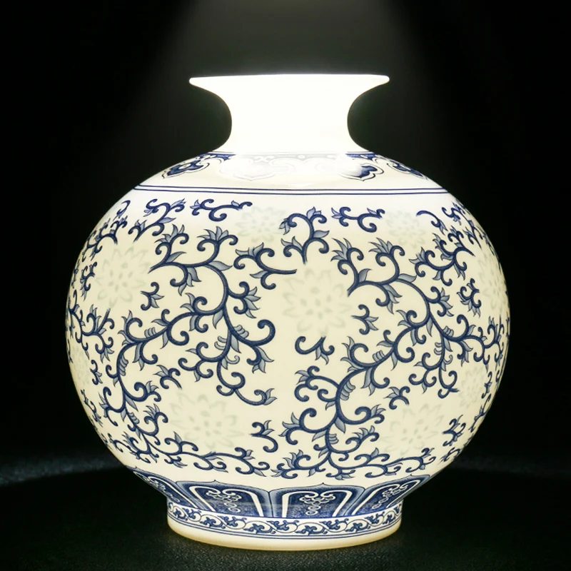 

Фарфор Цзиндэчжэнь Новая китайская синяя и белая Изысканная ваза современная простая гостиная цветочное украшение