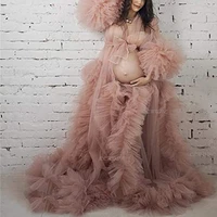 tulle robe for maternity photoshoot sheer bathrobe puffy burgundy bridal dressing gown long wedding scarf long nightgown
