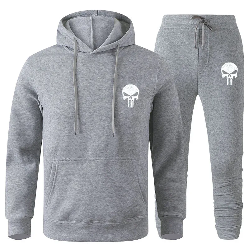 Каратели с принтом флисовый пуловер толстовки костюмы для мужчин капюшоном на