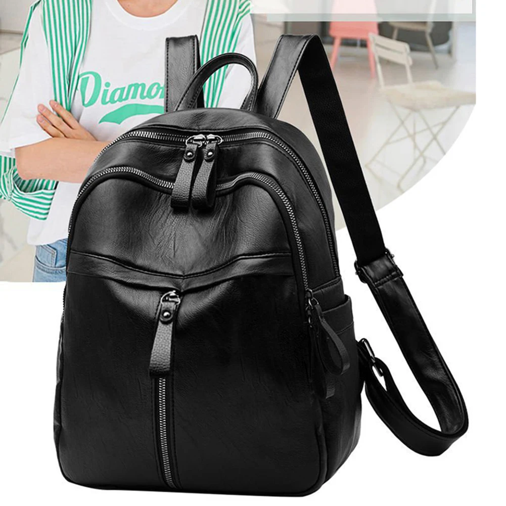 

Fashion Women PU Leather Backpacks Student Solid Color Schoolbags Casual Travel Shopping Ladies Large Capacity Shoulder Handbags