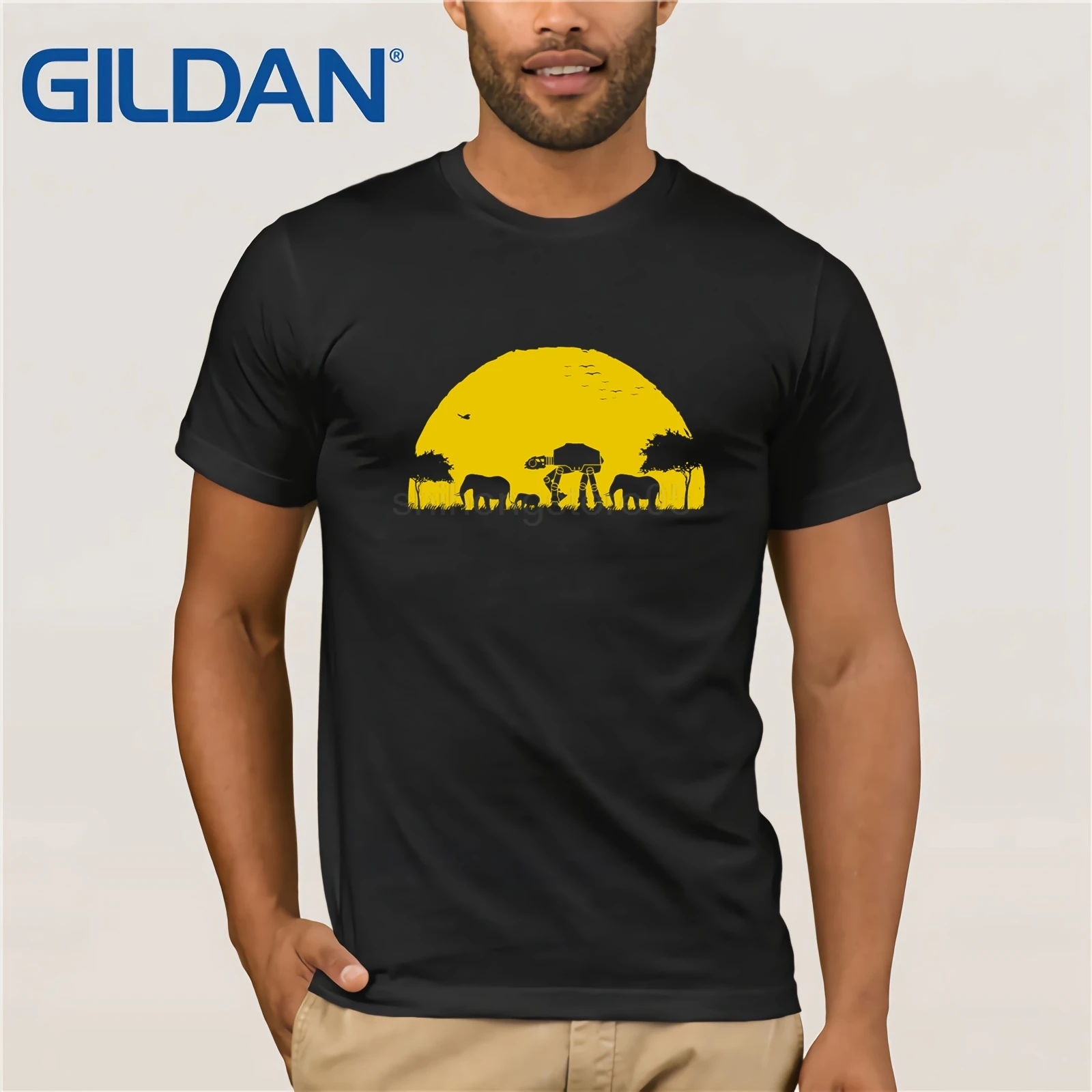 Слон Atat футболка с рисунком закат Geek Юмор фантастического сафари Nerd смешной
