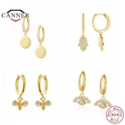 Серьги-кольца женские из серебра 925 пробы с цирконием