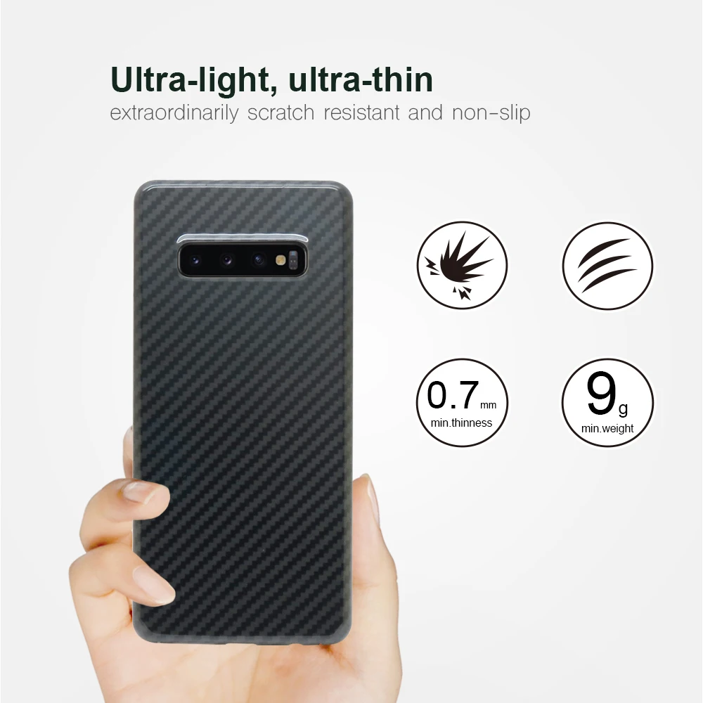 For Galaxy S10 Plus Carbon Fiber Pattern Case Ultra Thin Aramid Protective Cover Samsung S10e S10Plus S10+ |