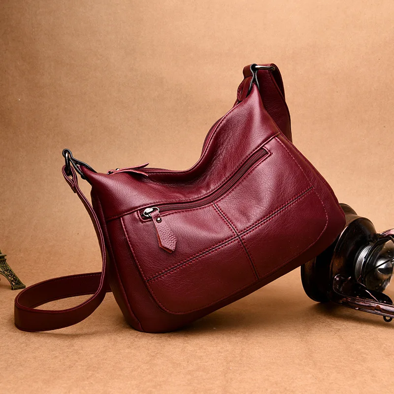 

High Quality Genuine Leather Women's Handbags All-match Shoulder CrossBody Bags Lady Messenger Bag Big Size Hobos Women Bags